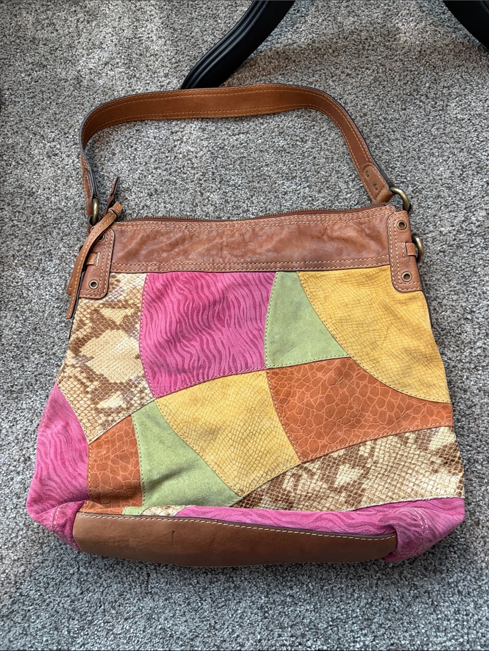 Fossil Multicolor Patchwork Leather Shoulder Bag
